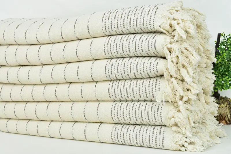 Wedding Favors, Turkish Blanket Throw, Bridal Shower Gift, Wedding Gift, 98x92 Cotton Striped Design Towel, Custom Blanket, Turkish Bedspread - 3