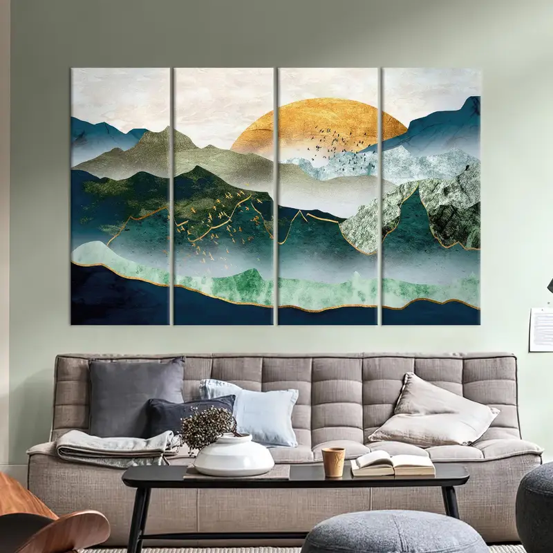 Abstract Mountain, Boho Canvas Art, minimales Kunstdekor, modern - 1