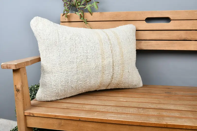 Gift Pillow, Pillow Sham, Vintage Pillow, Boho Pillow Sham Cover, Retro Pillow Case, Tribal Cushion Case, Rustic Pillow, 16x24 Beige Pillow Cover - 1