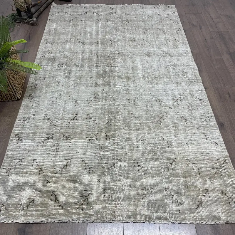 Zarif Bej Halı, 4,7x7,9 ft Soyut Tasarım