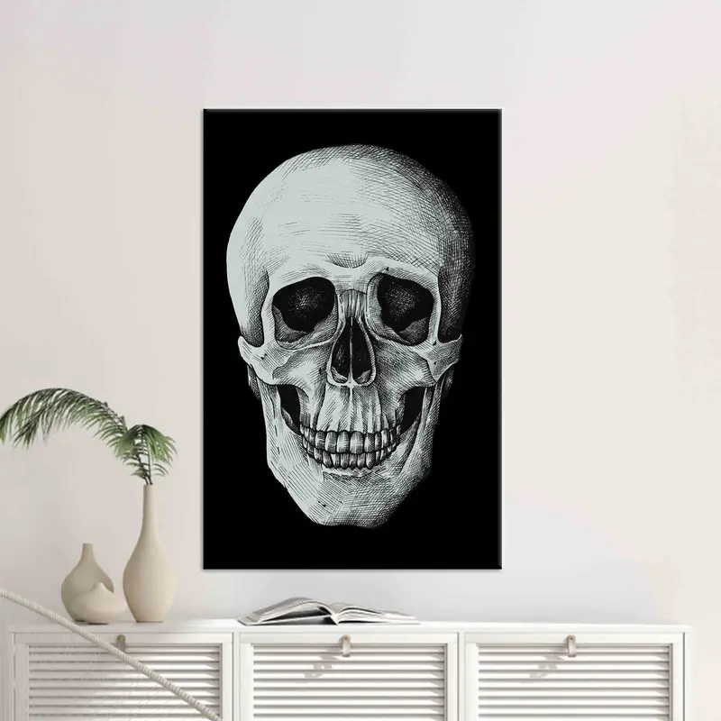 Elegante lienzo de terror en blanco y negro para Man Cave Loft