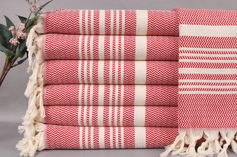 Personalized Tea Towel Red Striped, 18x40 Inches, Kitchen Towel
