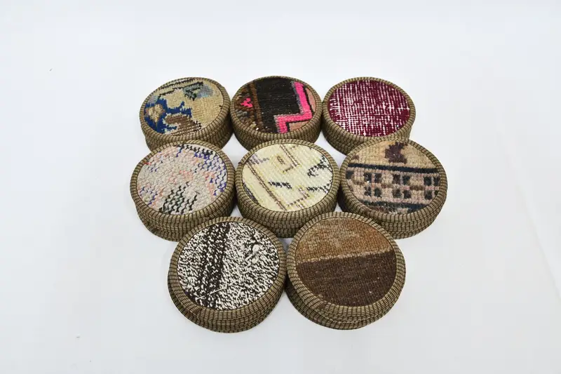 ボヘミアン柄のラウンドコースターセット、丈夫でスタイリッシュなコースター