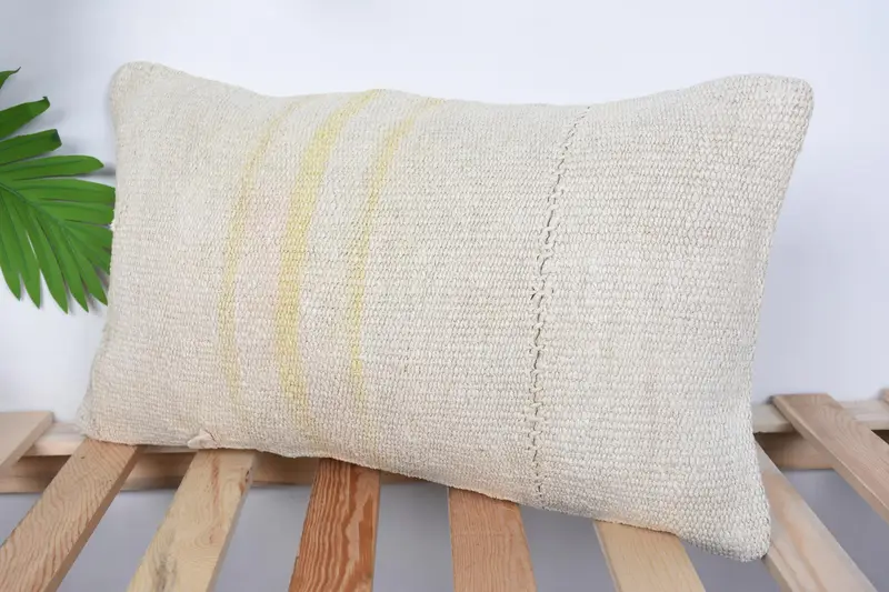 Ethnical Kilim Rug Pillow, Pillow for Couch, Cushion Cover, Decorative Throw Pillow Cover, Vintage Pillow, 12x20 White Cushion - 5