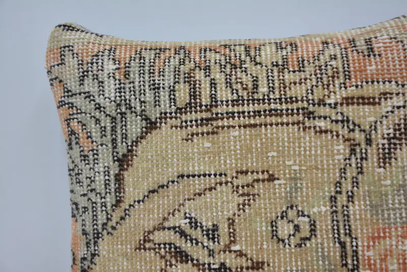 Sofa Bolster Pillow Sham, Vintage Kilim Pillow, 16x16 Beige Cushion Cover, Kilim Pillow, Cushion Case, Tribal Cushion Case, Kilim Cushion Sham - 2