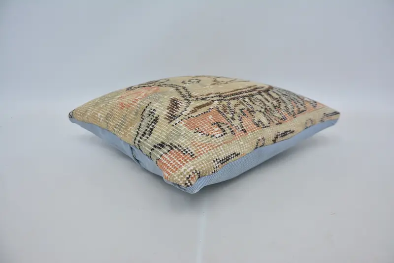 Sofa Bolster Pillow Sham, Vintage Kilim Pillow, 16x16 Beige Cushion Cover, Kilim Pillow, Cushion Case, Tribal Cushion Case, Kilim Cushion Sham - 6