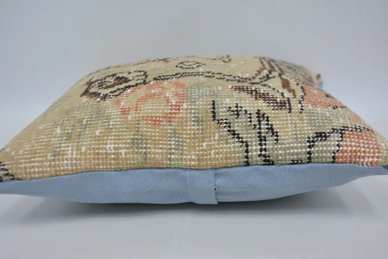 Sofa Bolster Pillow Sham, Vintage Kilim Pillow, 16x16 Beige Cushion Cover, Kilim Pillow, Cushion Case, Tribal Cushion Case, Kilim Cushion Sham - 5