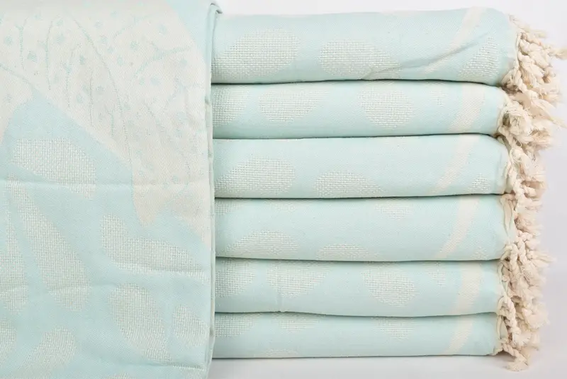 100x92 Cotton Whale Design Towel, Turkish Throw Blanket, Sofa Cover, Bridal Shower Gift, Decorative Blanket, Bachelorette Party Favors - 2