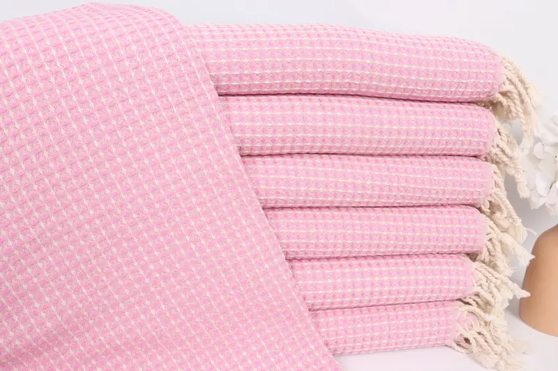 Pink Cotton Hand Towel Turkish Waffle Bridesmaid Gift 22x44 Inches
