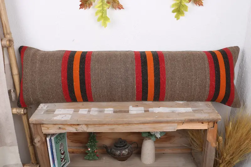 Vintage Kilim Pillow, Car Pillow Case, Pillow for Sofa, 12x43 Brown Cushion, Decorative Cushion, Wholesale Pillow Sham, Throw Kilim Pillow, Pillow - 2