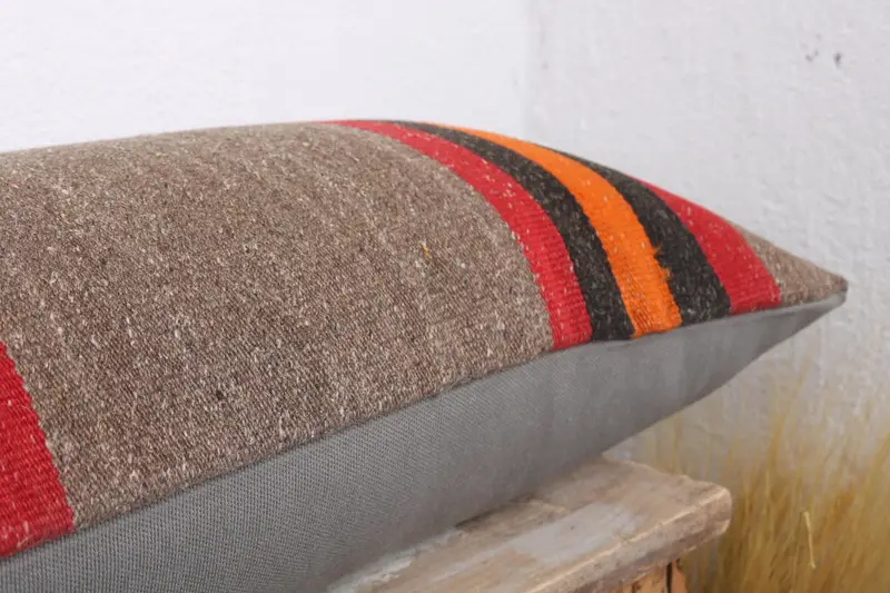 Vintage Kilim Pillow, Car Pillow Case, Pillow for Sofa, 12x43 Brown Cushion, Decorative Cushion, Wholesale Pillow Sham, Throw Kilim Pillow, Pillow - 6