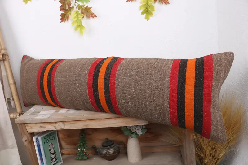 Vintage Kilim Pillow, Car Pillow Case, Pillow for Sofa, 12x43 Brown Cushion, Decorative Cushion, Wholesale Pillow Sham, Throw Kilim Pillow, Pillow - 4