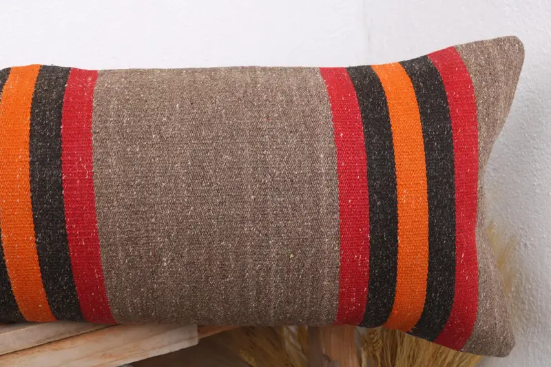 Vintage Kilim Pillow, Car Pillow Case, Pillow for Sofa, 12x43 Brown Cushion, Decorative Cushion, Wholesale Pillow Sham, Throw Kilim Pillow, Pillow - 5