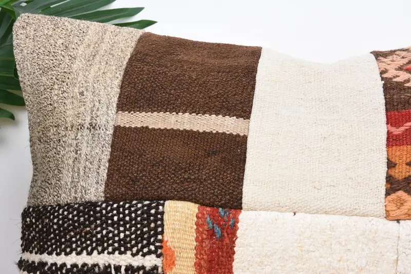 Accent Throw Pillow Sham, 16x24 White Pillow Case, Pillow Cover, Sustainable Pillow, Throw Kilim Pillow, Pillow for Sofa, Gift Pillow - 2