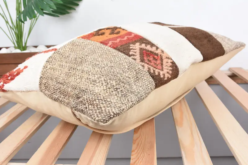 Accent Throw Pillow Sham, 16x24 White Pillow Case, Pillow Cover, Sustainable Pillow, Throw Kilim Pillow, Pillow for Sofa, Gift Pillow - 6