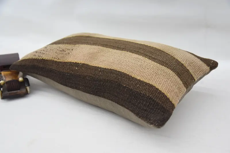 Boho Pillow Sham Cover, Custom Pillow, Handwoven Pillow, Cushion, Aztec Cushion, Turkish Pillow, 12x20 Brown Pillow Case, Antique Pillows - 6