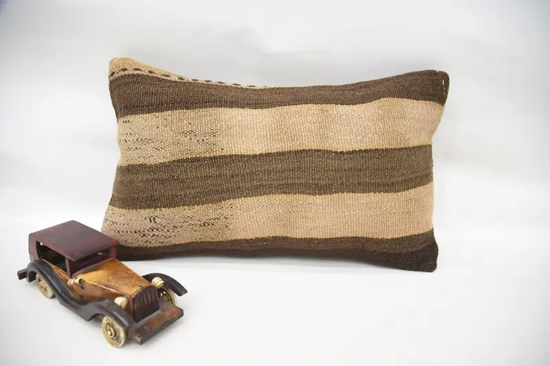 Boho Pillow Sham Cover, Custom Pillow, Handwoven Pillow, Cushion, Aztec Cushion, Turkish Pillow, 12x20 Brown Pillow Case, Antique Pillows - 4