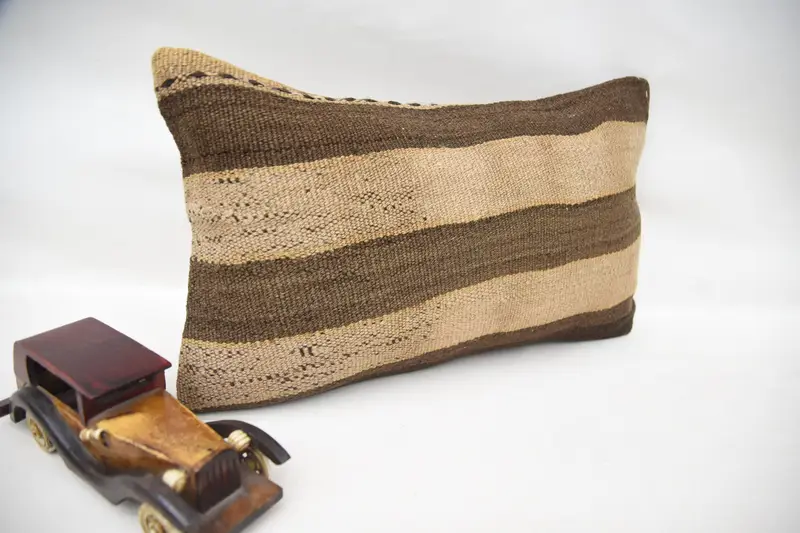 Boho Pillow Sham Cover, Custom Pillow, Handwoven Pillow, Cushion, Aztec Cushion, Turkish Pillow, 12x20 Brown Pillow Case, Antique Pillows - 2