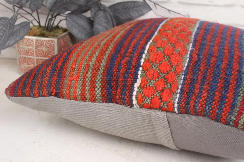 Floor Cushion Cover, Pillow for Sofa, Bed Pillow, Ethnical Kilim Rug Pillow, Pillow Sham, Aztec Pillow Case, 18x18 Blue Cushion Case, Gift Pillow - 7