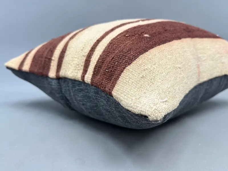 Vintage Pillow, Vintage Kilim Pillow, 18x18 Brown Pillow, Tribal Cushion Case, Boho Pillow Sham Cover, Natural Cushion Cover, Pillow Case - 6