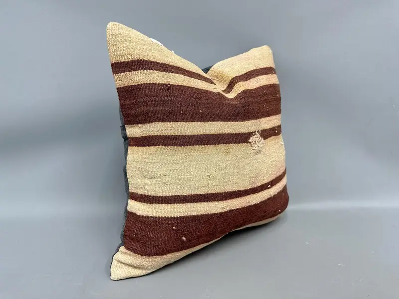 Vintage Pillow, Vintage Kilim Pillow, 18x18 Brown Pillow, Tribal Cushion Case, Boho Pillow Sham Cover, Natural Cushion Cover, Pillow Case - 2
