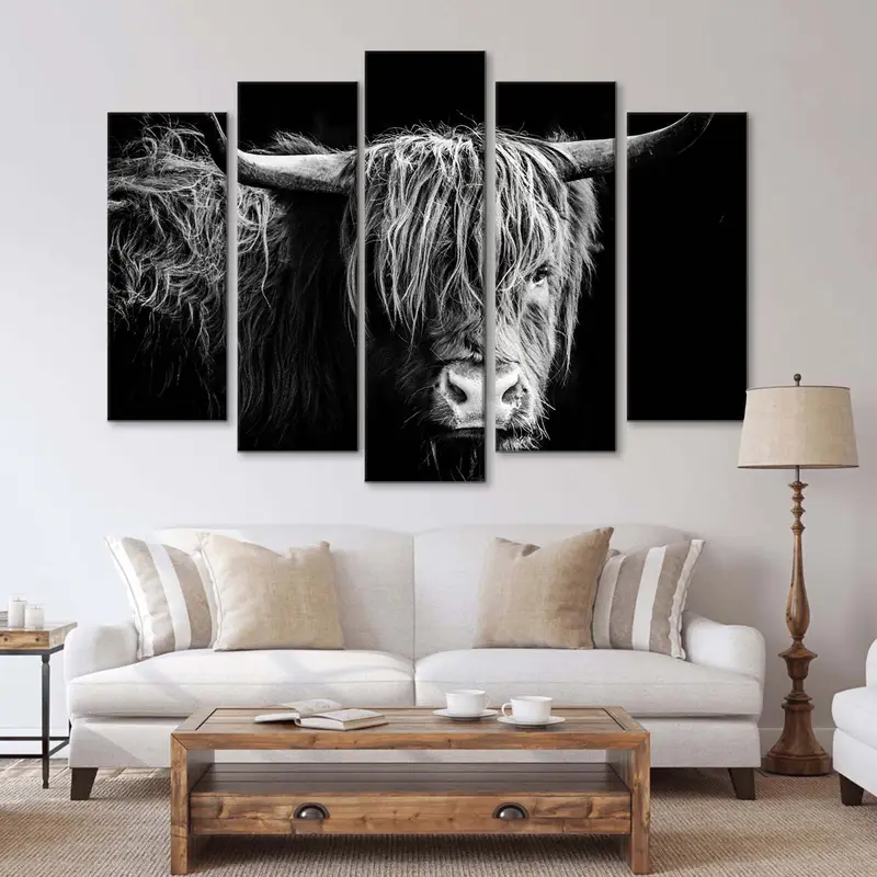 Tuval üzerine boğa, boğa duvar sanatı, boğa baskısı, doğa vahşi dünya boğa, boğa posteri, longhorn boğa, manda poster, inek poster, boğa tuval baskısı, - 4