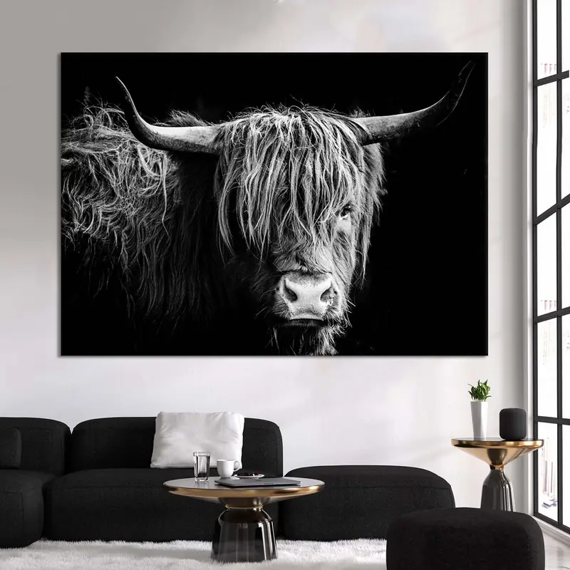 Tuval üzerine boğa, boğa duvar sanatı, boğa baskısı, doğa vahşi dünya boğa, boğa posteri, longhorn boğa, manda poster, inek poster, boğa tuval baskısı, - 8
