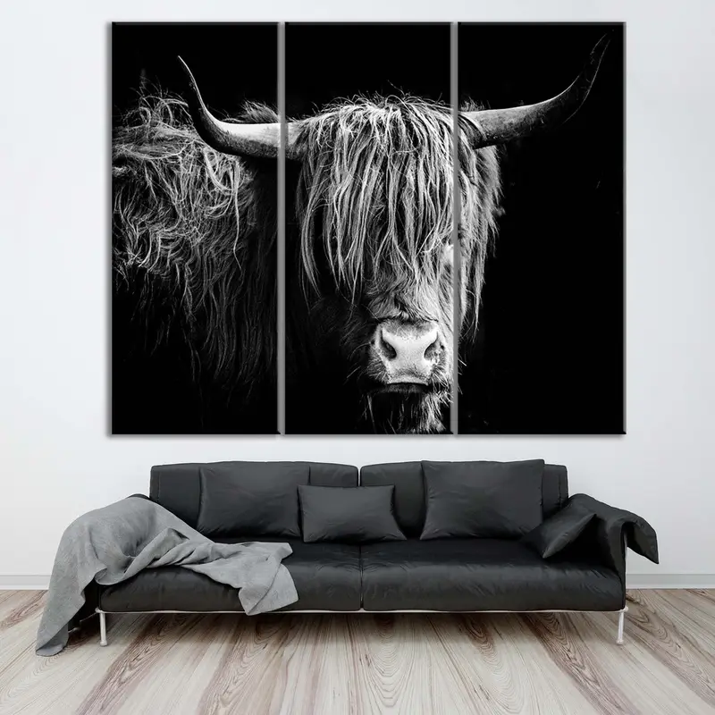 Tuval üzerine boğa, boğa duvar sanatı, boğa baskısı, doğa vahşi dünya boğa, boğa posteri, longhorn boğa, manda poster, inek poster, boğa tuval baskısı, - 1