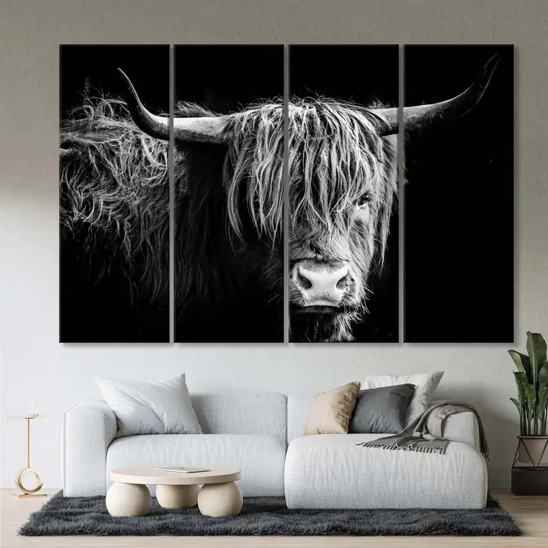 Tuval üzerine boğa, boğa duvar sanatı, boğa baskısı, doğa vahşi dünya boğa, boğa posteri, longhorn boğa, manda poster, inek poster, boğa tuval baskısı, - 2