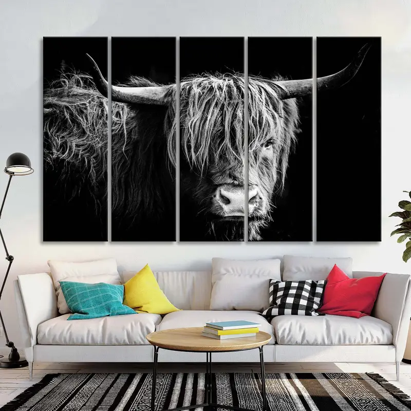 Tuval üzerine boğa, boğa duvar sanatı, boğa baskısı, doğa vahşi dünya boğa, boğa posteri, longhorn boğa, manda poster, inek poster, boğa tuval baskısı, - 3