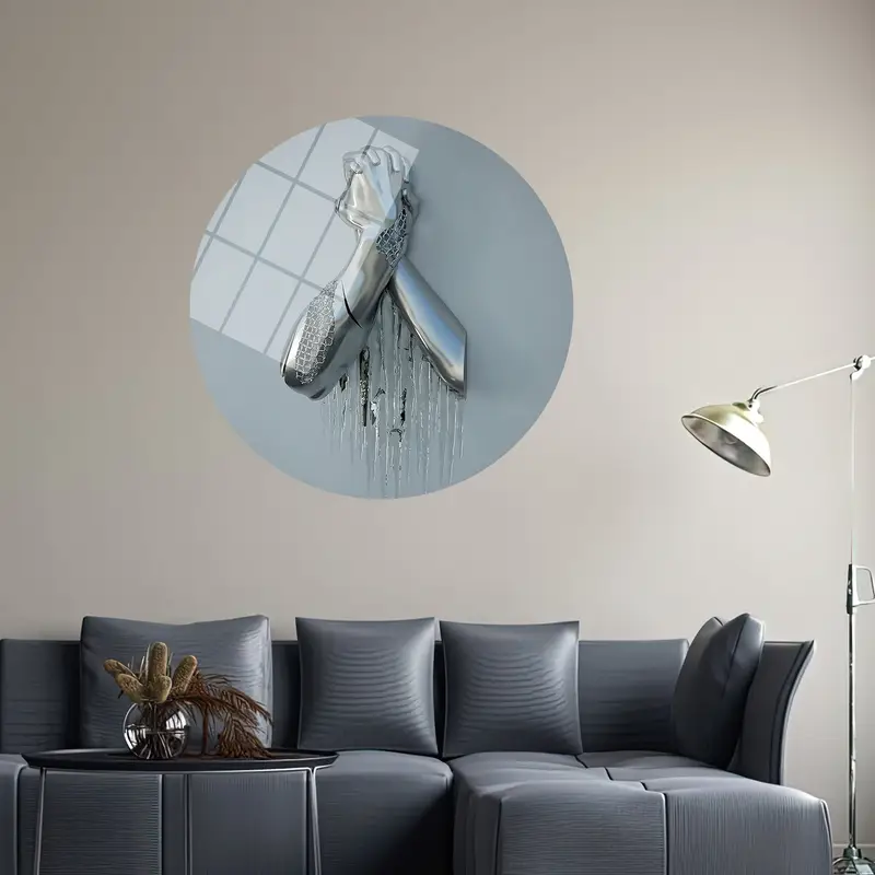 Contemporary Metallic Hand Printed Canvas with Trendy 3D Effect