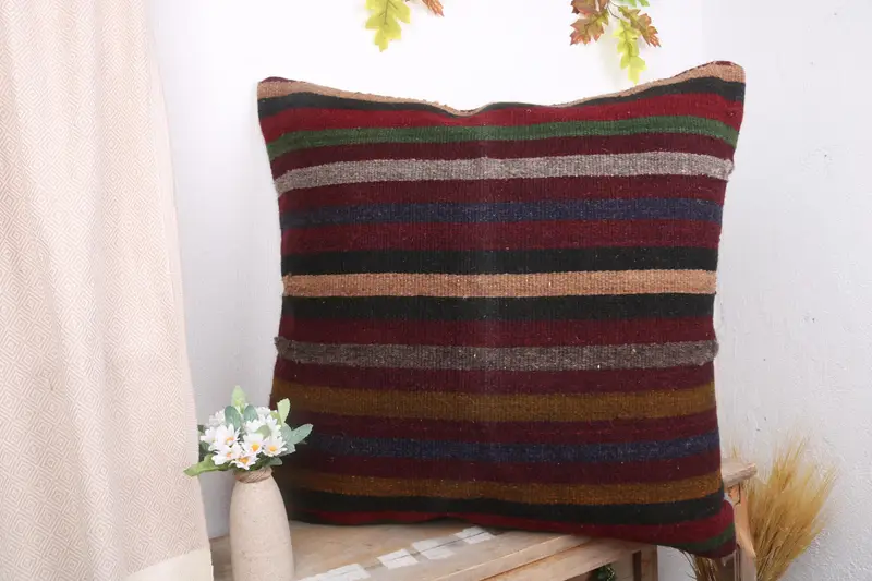 Cushion, Vintage Kilim Pillow, One Of A Kind Cushion Cover, 28x28 Red Cushion Cover, Boho Pillow, Antique Pillows, Square Throw Pillow Case - 4