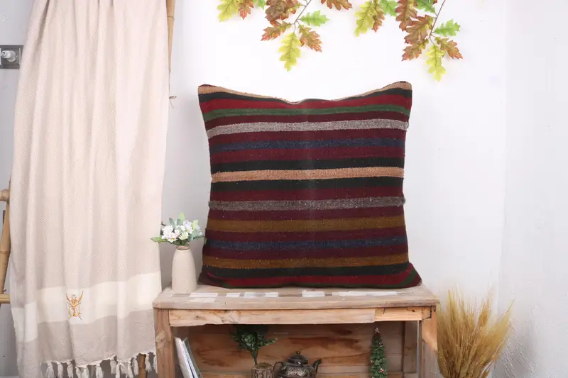 Cushion, Vintage Kilim Pillow, One Of A Kind Cushion Cover, 28x28 Red Cushion Cover, Boho Pillow, Antique Pillows, Square Throw Pillow Case - 1