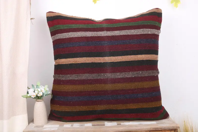 Cushion, Vintage Kilim Pillow, One Of A Kind Cushion Cover, 28x28 Red Cushion Cover, Boho Pillow, Antique Pillows, Square Throw Pillow Case - 2