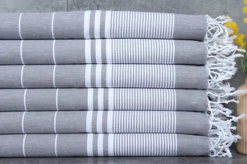 Striped Dark Gray Kitchen Towel Bath Towel, 24x40 Inches