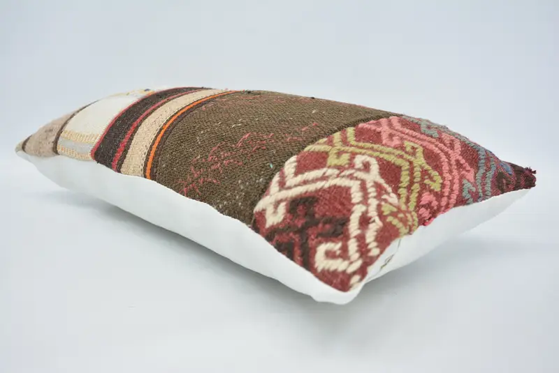 Outdoor Throw Pillow Case, Pillow Sham, Vintage Pillow, Handmade Kilim Cushion, 12x24 Brown Cushion Case, Boho Pillow, Office Chair Cushion - 6