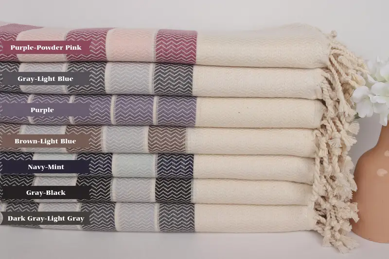 Holiday Towel, Turkish Towel Beach, Christmas Gift, Bachelorette Party Favors, Quick-dry peshtemal, 68x40 Cotton Herringbone Towel, Embroidery Towel - 1