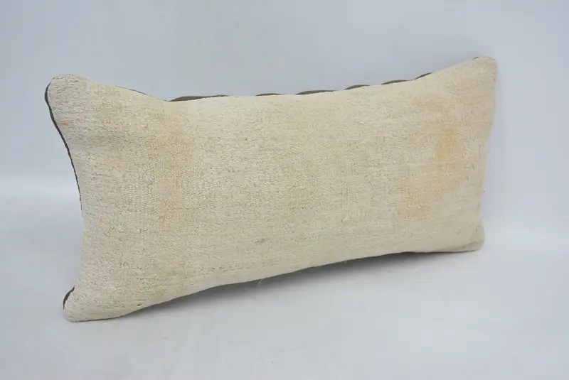 Antique Pillows, Turkish Kilim Pillow, Bed Pillow Case, Pillow, Kilim Pillow Cover, Sustainable Pillow Cover, 12x24 Beige Cushion - 3