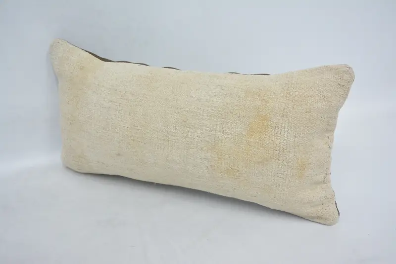 Antique Pillows, Turkish Kilim Pillow, Bed Pillow Case, Pillow, Kilim Pillow Cover, Sustainable Pillow Cover, 12x24 Beige Cushion - 4