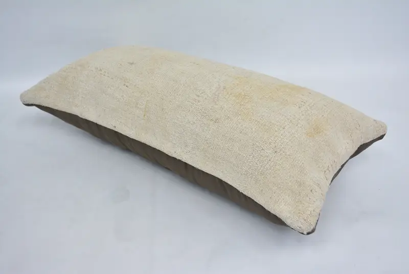 Antique Pillows, Turkish Kilim Pillow, Bed Pillow Case, Pillow, Kilim Pillow Cover, Sustainable Pillow Cover, 12x24 Beige Cushion - 6