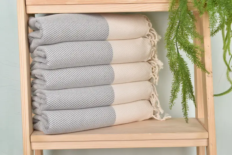Striped Towel Turkish Beach 40x71 Inches Gray Cotton Towel