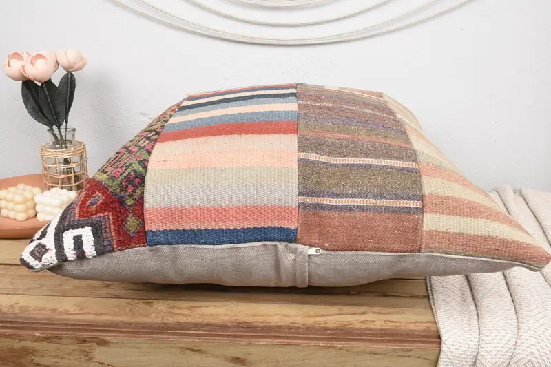 Pillow for Sofa, Decorative Throw Pillow Cover, Cushion Case, Meditation Pillow Case, 28x28 Brown Pillow Case, Antique Pillows, Kilim Pillow - 6