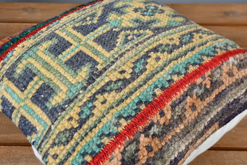 Turkish Kilim Pillow, Home Decor Pillow, Cushion Cover, Natural Pillow Sham, Vintage Pillow, Chair Cushion Case, 12x12 Blue Cushion Case - 4