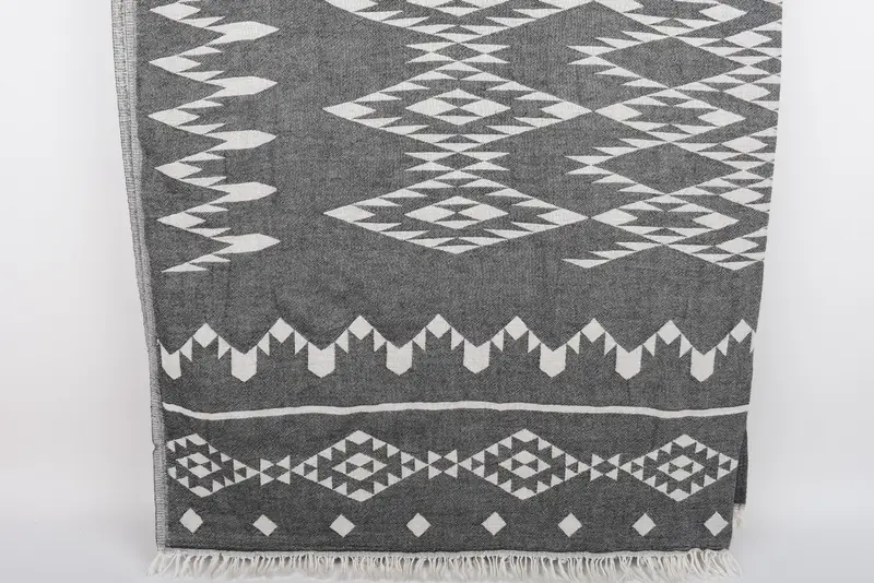 Christmas Favors, Woven Throw Blanket, Custom 70x60 Inches Black Geometric