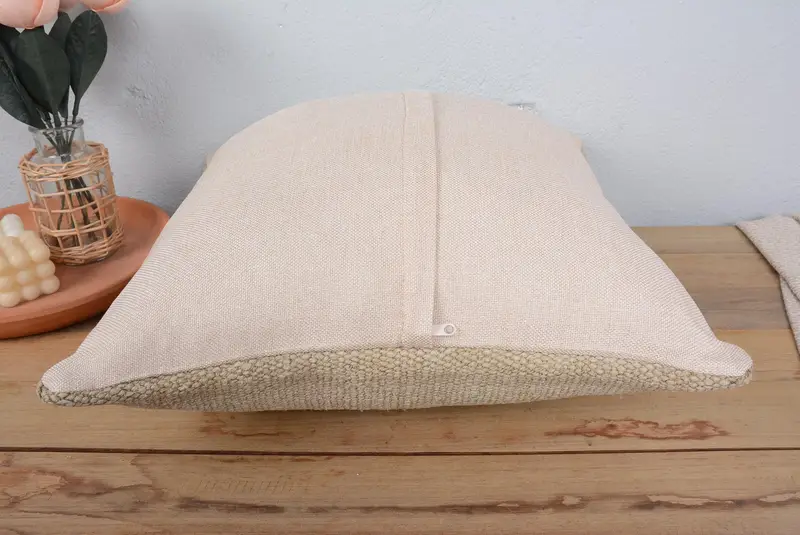 Turkish Pillow, Cushion, Bolster Throw Pillow, Interior Designer Pillow, Garden Pillow, 20x20 Beige Cushion Cover, Home Decor Pillow - 6