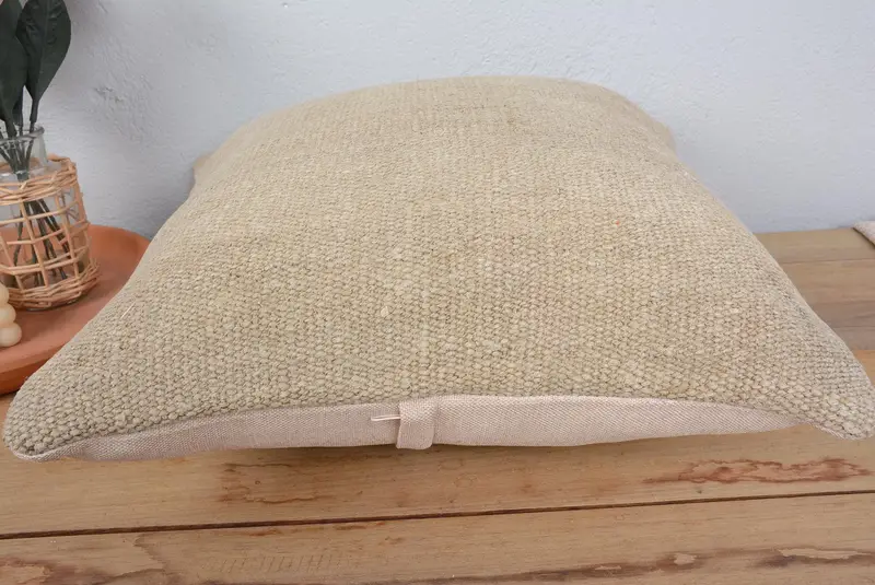 Turkish Pillow, Cushion, Bolster Throw Pillow, Interior Designer Pillow, Garden Pillow, 20x20 Beige Cushion Cover, Home Decor Pillow - 5