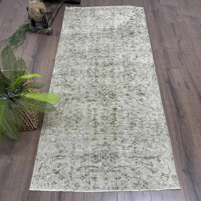 2.9x6.4 ft Accent Turkish Rug, Gray Vintage Rug - 1