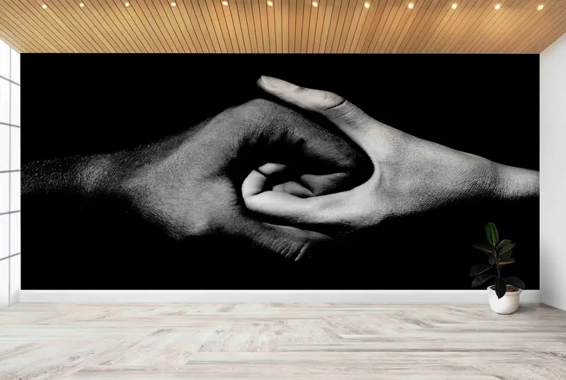 Papel pintado elegante impreso a mano en blanco y negro