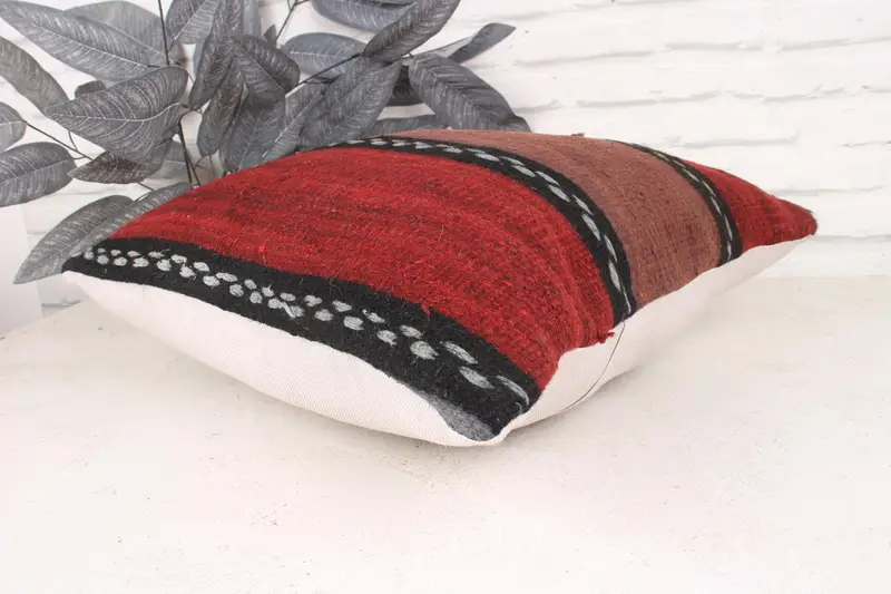 Handmade Kilim Cushion, Home Decor Pillow, 18x18 Red Pillow Case, Pillow Case, Boho Pillow Sham Cover, Lounge Throw Cushion Cover - 6