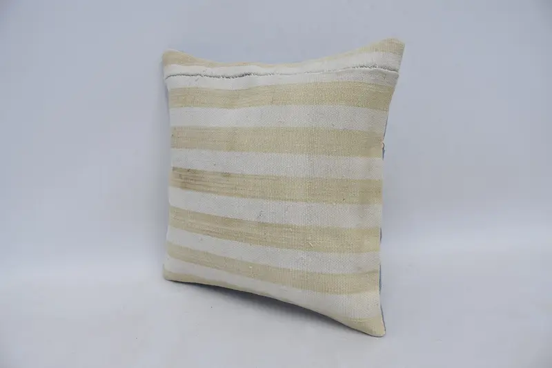 14x14 Beige Pillow, Ethnical Kilim Rug Pillow, Pet Pillow Case, Pillow Cover, Outdoor Pillow Sham, Interior Designer Pillow, Boho Pillow - 4